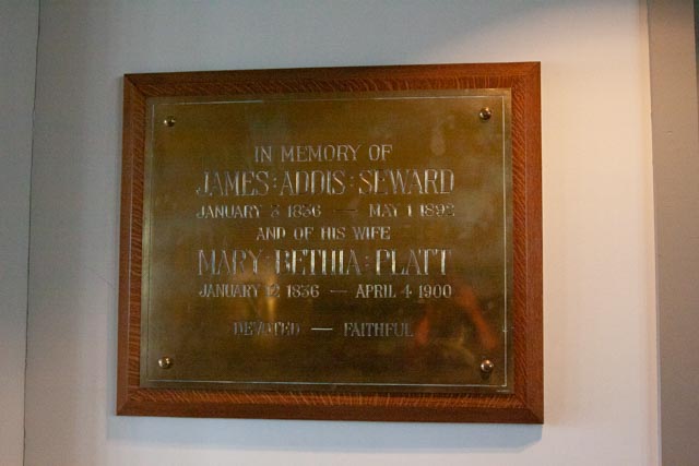 Plaque commemorating the contributions of James A. Seward and Mary B. Platt